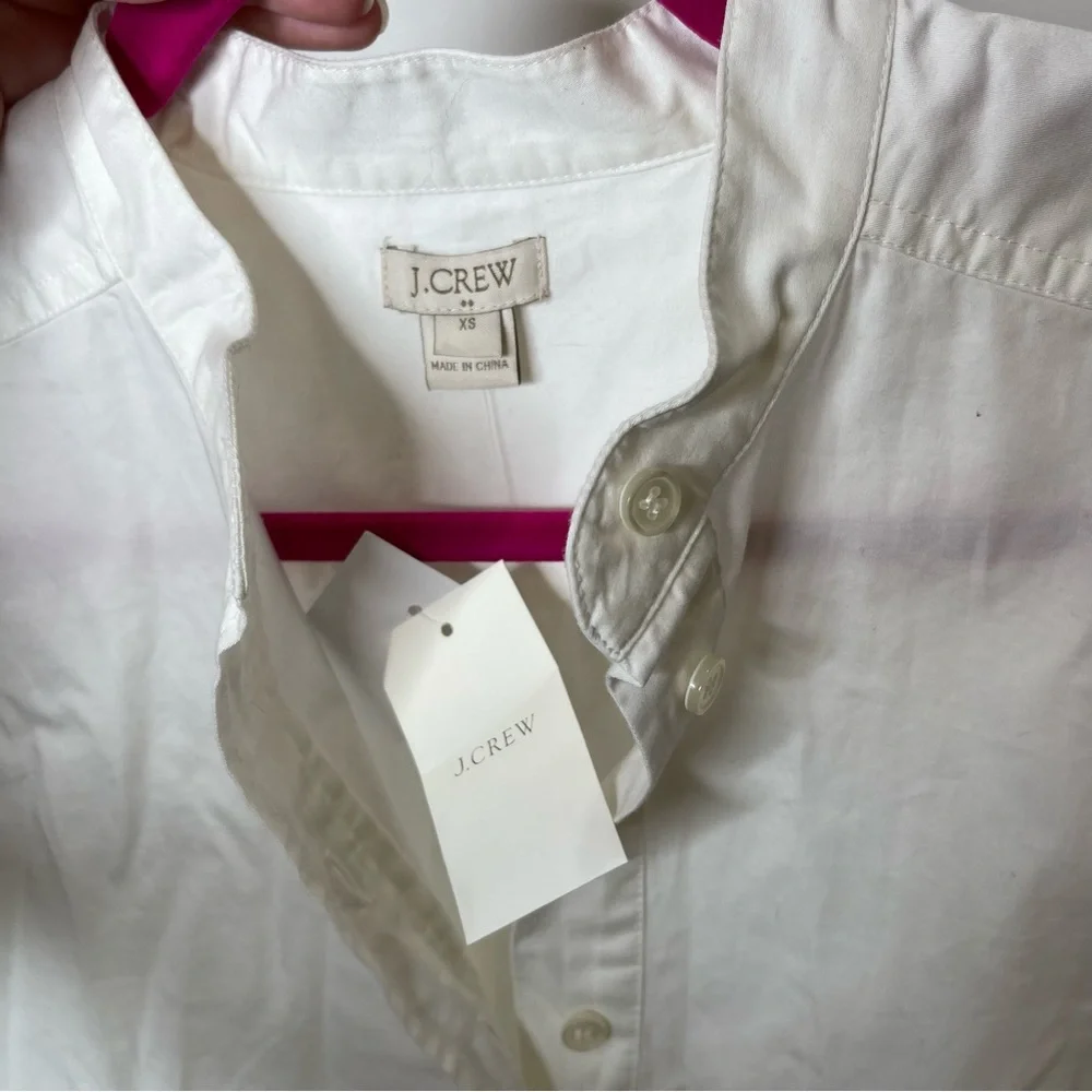 NWT J. Crew White Half-Button Popover with Side Pockets